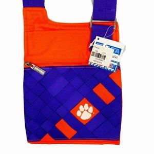 Clemson Tigers Crossbody Bag Orange Purple Hand Woven Grosgrain Ribbon Purse